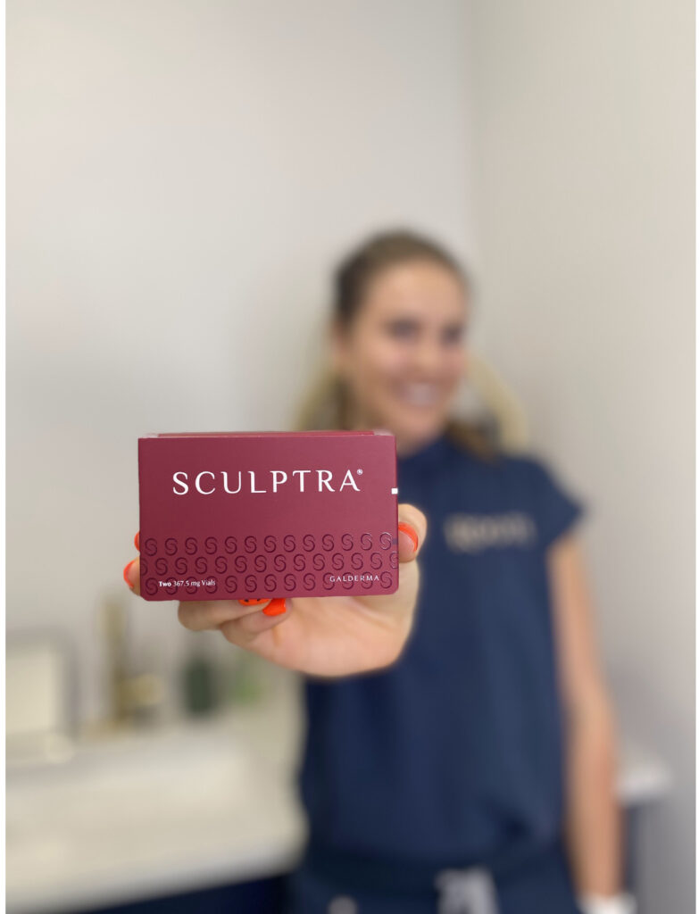 Lady holding Sculptra medicine box | Get Sculptra in Roots Wellness and Medspa at Tampa, Florida